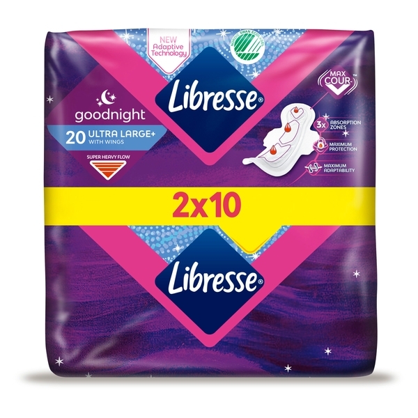 Гігієнічні прокладки Libresse Ultra Thin Goodnight Soft, 20 шт. - Pampik - 2