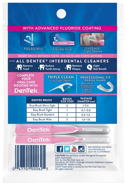 Міжзубна щітка DenTek для макро вузьких проміжків Зручне очищення, 16 шт. - Pampik - 2