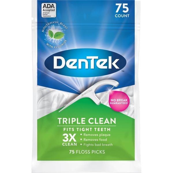 Флосс-зубочистки DenTek Тройная очистка Triple Clean, 75 шт. - Pampik