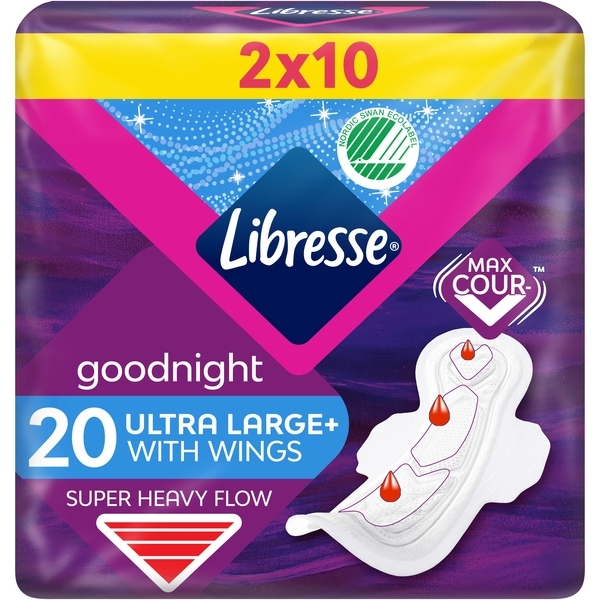 Гігієнічні прокладки Libresse Ultra Thin Goodnight Soft, 20 шт. - Pampik