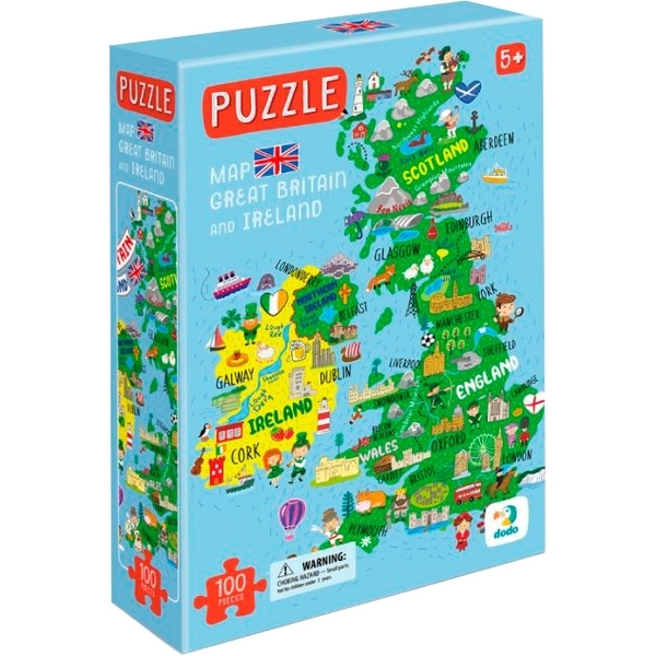 Пазл Dodo Карта Великобританії та Ірландії, 100 елементів - Pampik