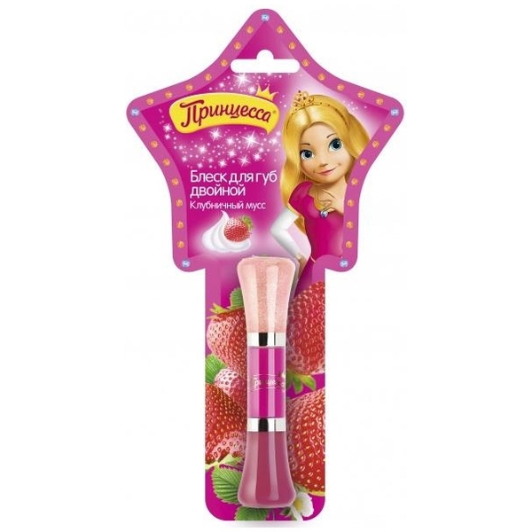 Подвійний блиск для губ Принцеса Полуничний мус, 10 мл - Pampik
