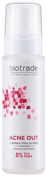 Піна для вмивання з молочною кислотою для чутливої ​​шкіри Biotrade Acne Out, 150 мл - Pampik