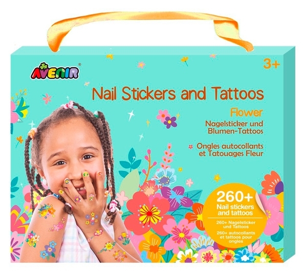Набір наклейок на тіло та нігті Avenir Квіти, 260 наклейок (NA218207) - Pampik