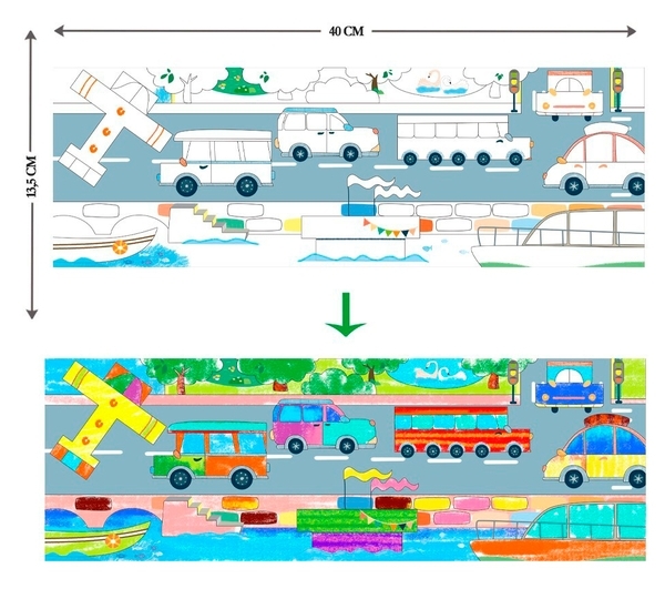 Набор для творчества Avenir Транспорт, восковые мелки, 12 цветов (BTS216013) - Pampik - 5