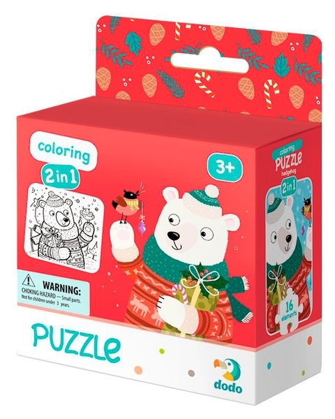Пазл 2 в 1 DoDo Різдвяне ведмежа, 16 елементів (300355) - Pampik