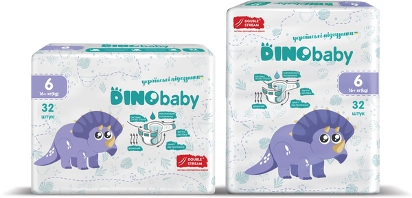 Підгузки на липучках DinoBaby 6 (16 кг), 32 шт. - Pampik - 3