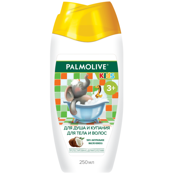 Гель для душу та купання Palmolive, з кокосом, для тіла та волосся, 250 мл - Pampik