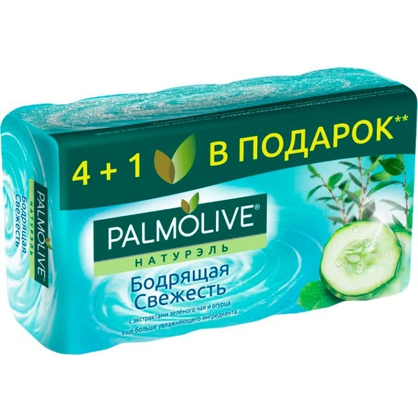 Мыло Palmolive Натурель Зеленый чай и огурец, 70 г, 4+1 - Pampik