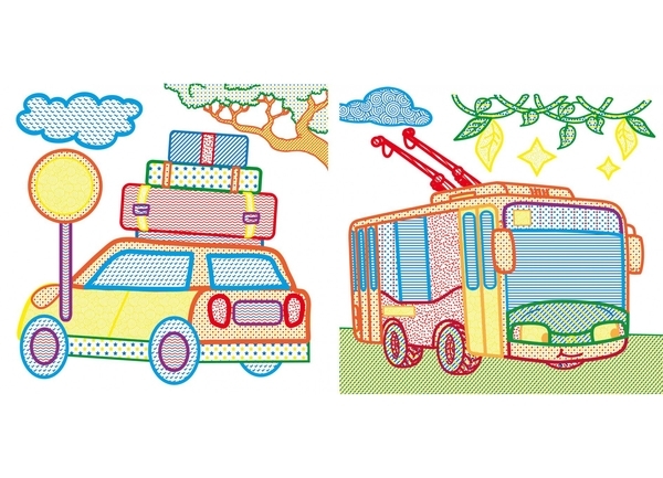 Водяні розмальовки з кольоровим контуром. Міський транспорт - Pampik - 2