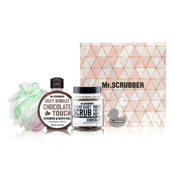 Набір Mr.Scrubber Chocolate (300 мл+300 г+1 шт.) - Pampik