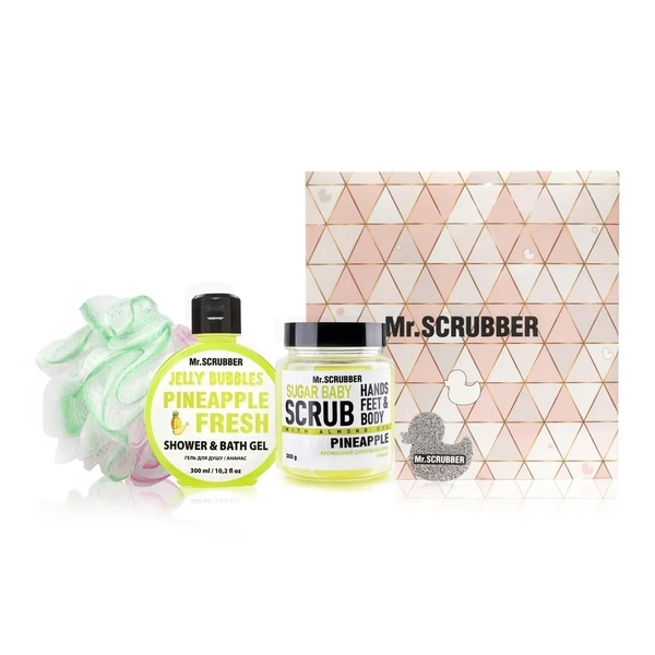 Набор Mr.Scrubber Pineapple (300 мл+300 г+1 шт.) - Pampik