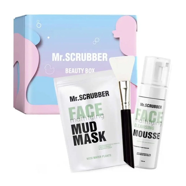Подарочный набор Mr.Scrubber Mattifying Daily Care (150 г+150 мл+1 шт.+1 шт.) - Pampik