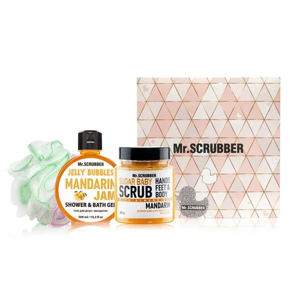 Набор Mr.Scrubber Mandarin (300 мл+300 г+1 шт.) - Pampik