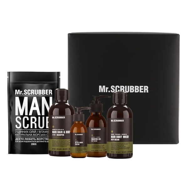 Набір Mr.Scrubber Beauty Box Man (250мл+250мл+200г+125мл+100мл) - Pampik
