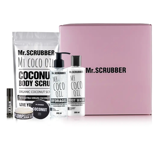 Набір Mr.Scrubber Coconut (200 г+200 мл+200 мл+50 г+5 г) - Pampik
