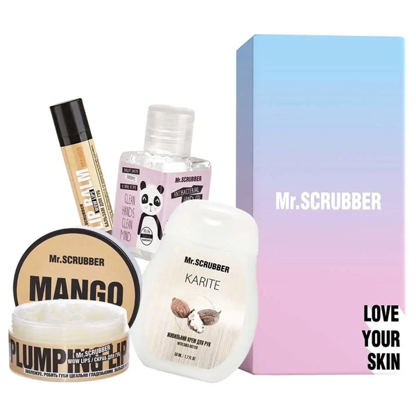 Подарунковий набір Mr.Scrubber Sweet Mango (50мл+50мл+30мл+5г+1 шт.) - Pampik