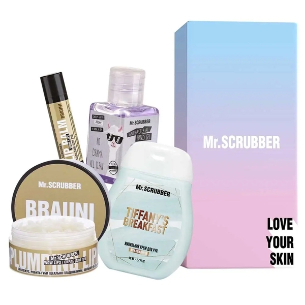 Подарочный набор Mr.Scrubber Sweet Brauni (50 мл+50 мл+30 мл+5 г+1 шт.) - Pampik