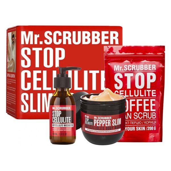 Антицеллюлитный набор Mr.Scrubber Hot Похудеть к лету вместе с Mr.Scrubber (250 г+200 г+100 мл) (4820200331188) - Pampik