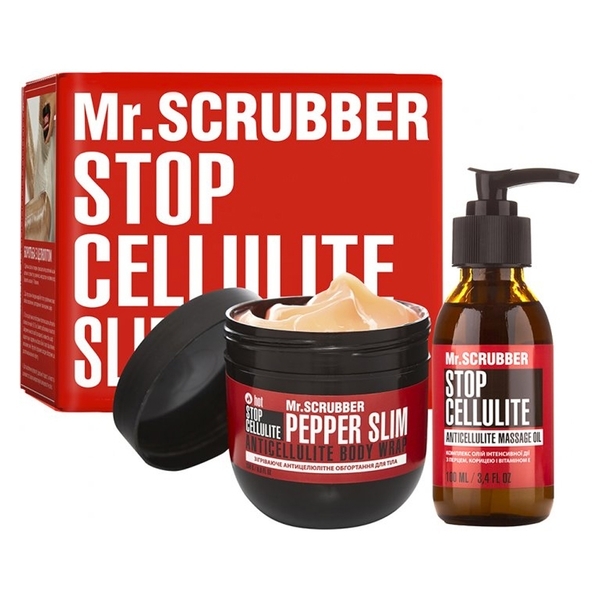 Антицеллюлитный набор Mr.Scrubber Согревающее обертывание + Массажное масло (250 г+150 мл) (4820200331171) - Pampik