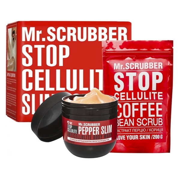 Антицелюлітний набір Mr.Scrubber Зігрівальне обгортання + Скраб (250 г+200 г) (4820200331140) - Pampik