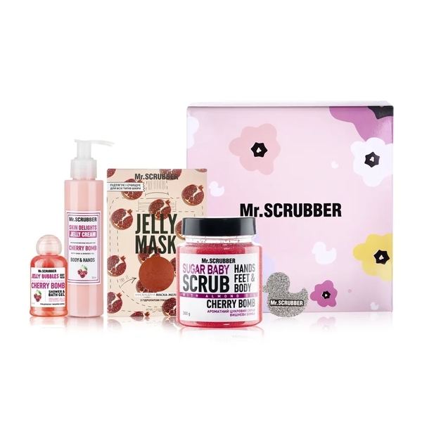 Подарочный набор Mr.Scrubber Cherry Care (300 г+150 мл+60 мл+50 мл) - Pampik