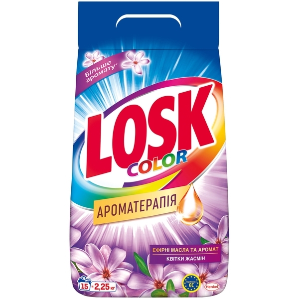 Пральний порошок Losk Ароматерапія Ефірні олії та аромат квітки Жасмін, 2,25 кг - Pampik