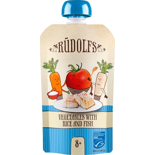 Пюре Rudolfs Овочі з рисом та атлантичною тріскою, 110 г - Pampik