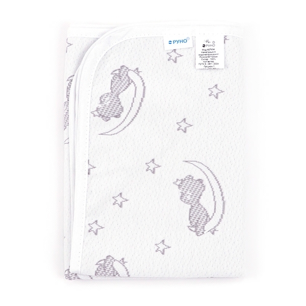 Наматрацник-поверхня Руно Ведмедики, непромокальний, жаккард, 120х60 см, білий (927МЖ) - Pampik