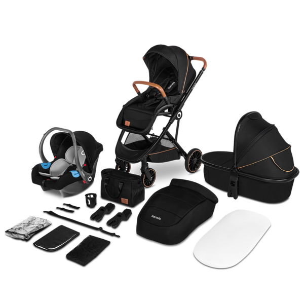 Універсальний візочок 3 в 1 Lionelo Riya 3in1 Black Onyx, чорний - Pampik - 4