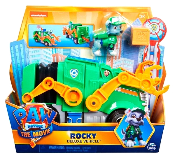 Игровой набор Щенячий патруль в кино: Спасательный автомобиль с водителем Рокки (SM16776/8821) - Pampik