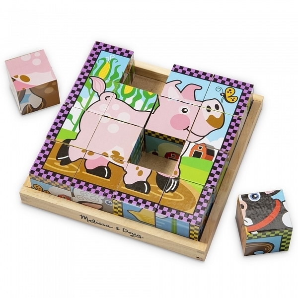Дерев'яні кубики на платформі Melissa&Doug Ферма (MD775) - Pampik - 6