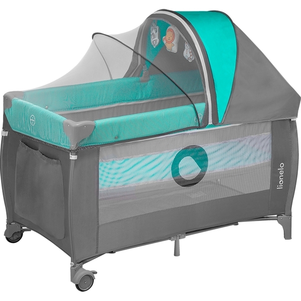 Ліжечко-манеж Lionelo Sven Plus Turquoise Grey, бірюзовий - Pampik