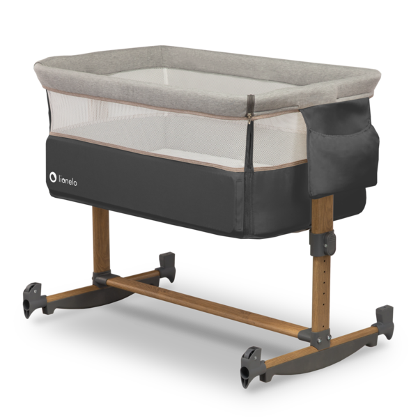 Ліжечко приставне Lionelo Leonie Grey Stone, темно-сірий - Pampik - 23