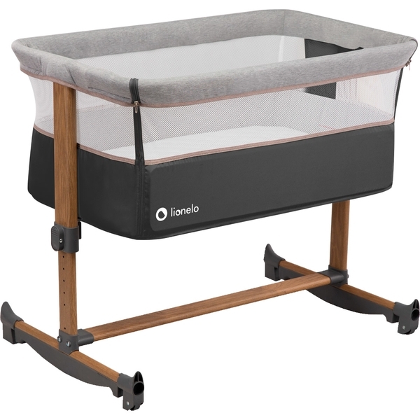 Ліжечко приставне Lionelo Leonie Grey Stone, темно-сірий - Pampik