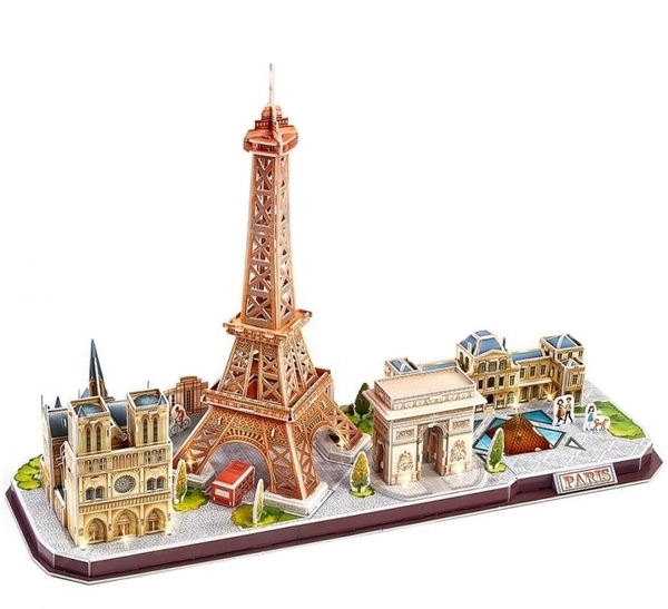 Тривимірна головоломка-конструктор CubicFun City Line Париж, з Led підсвічуванням, 115 елементів (L525h) - Pampik - 2