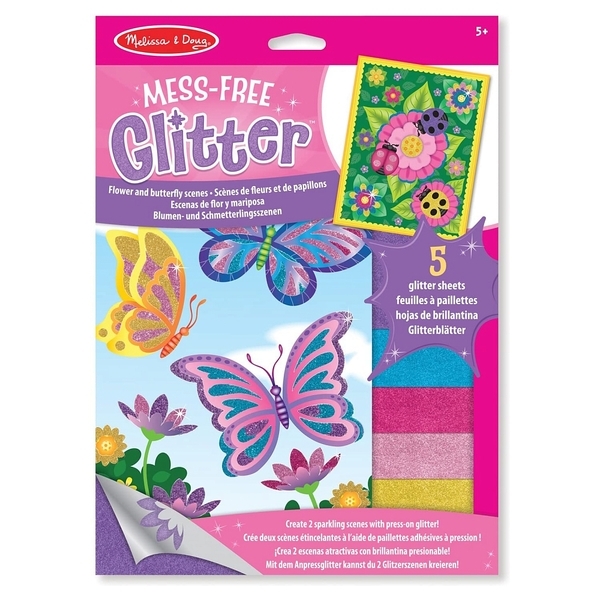 Набір для творчості з блискучими наліпками Melissa&Doug Квіти і метелики (MD19511) - Pampik