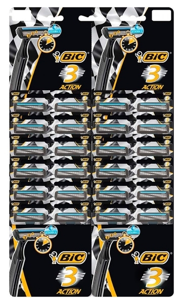 Станок одноразовый BIC 3 Action 24 шт. (3086123399532) - Pampik