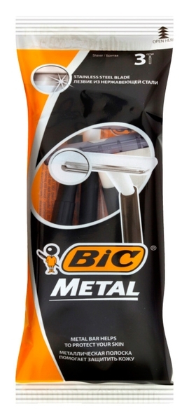 Станок одноразовый BIC Metal, 3 шт. (3086123568679) - Pampik