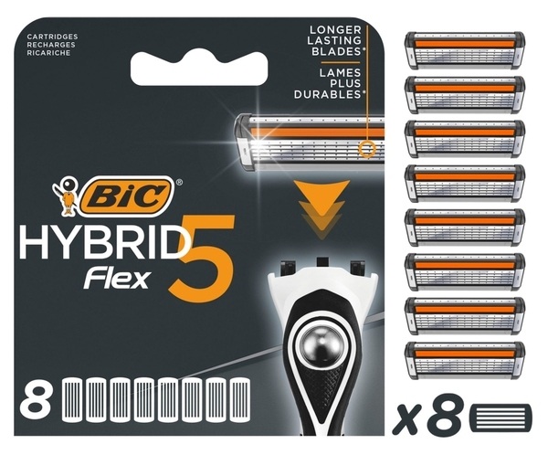 Змінні картриджі для гоління BIC Flex 5 Hybrid чоловічі, 8 шт. (3086123675773) - Pampik