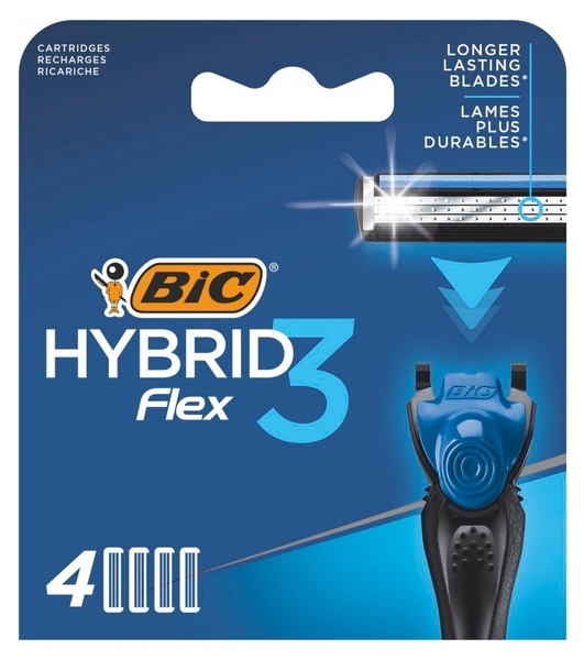 Сменные картриджи для бритья BIC Flex 3 Hybrid мужские, 4 шт. (3086123480926) - Pampik