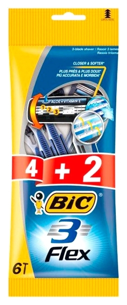 Набір бритв без змінних картриджів Bic Flex 3, 4+2 шт. (3086123242500) - Pampik