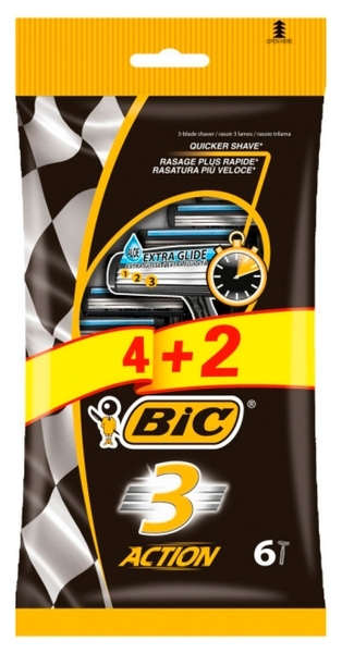 Набор бритв без сменных картриджей Bic Action 3, 4+2 шт. (3086123399327) - Pampik