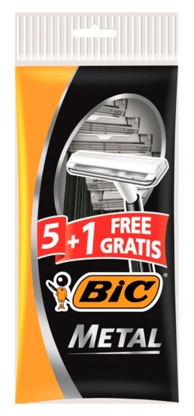 Набор бритв без сменных картриджей Bic Metal, 5 +1 шт (3086126766171) - Pampik