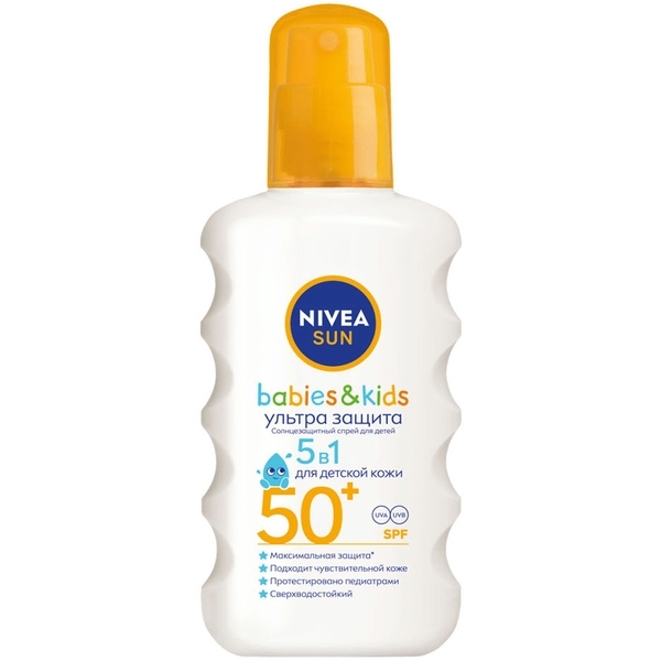 Детский солнцезащитный спрей Nivea Sun Babies&Kids, Ультра защита SPF 50+, 200 мл (85847) - Pampik