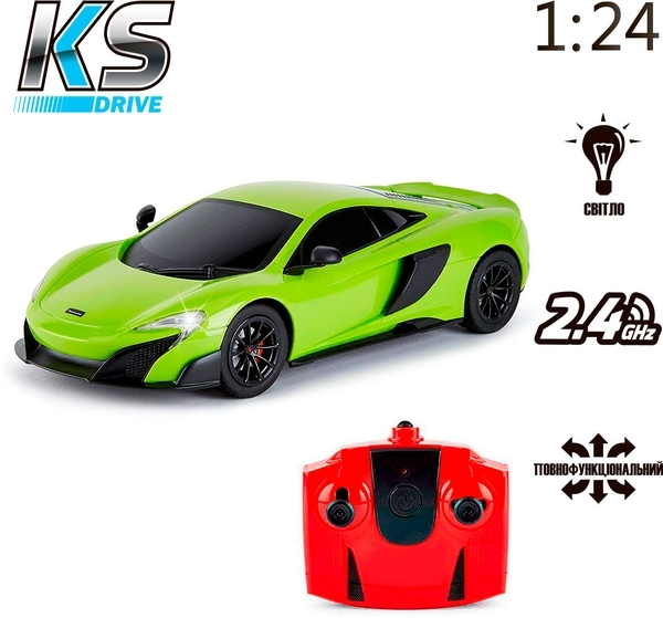 Автомобіль KS Drive на р/в Mclaren 675LT, 1:24, 2.4Ghz, зелений (124GMGR) - Pampik - 6