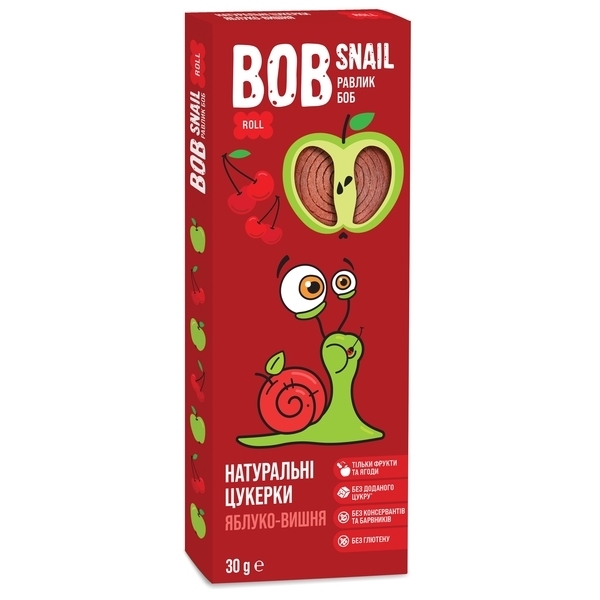 Фруктовые яблочно-вишневые конфеты Bob Snail, 30 г - Pampik