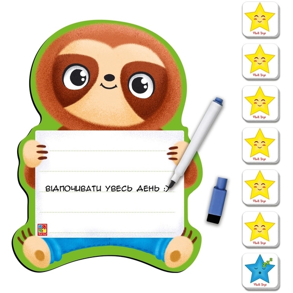 Магнітна дошка Vladi Toys Лінивець, з маркером, українська мова (VT3601-22) - Pampik - 2