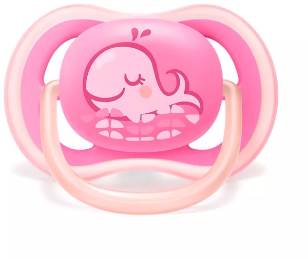 Силиконовая ортодонтическая пустышка Philips Avent Ultra Air с декором, 6-18 мес., розовый, 2 шт. (SCF085/04) - Pampik - 3