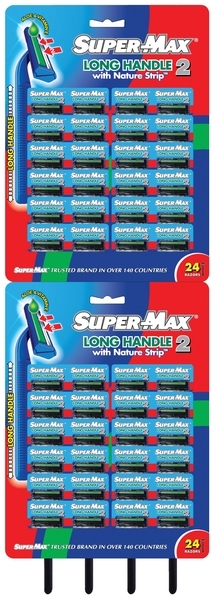 Станок одноразовий Super-Max 3 Long Handle, 2 леза, на карті - Pampik - 2